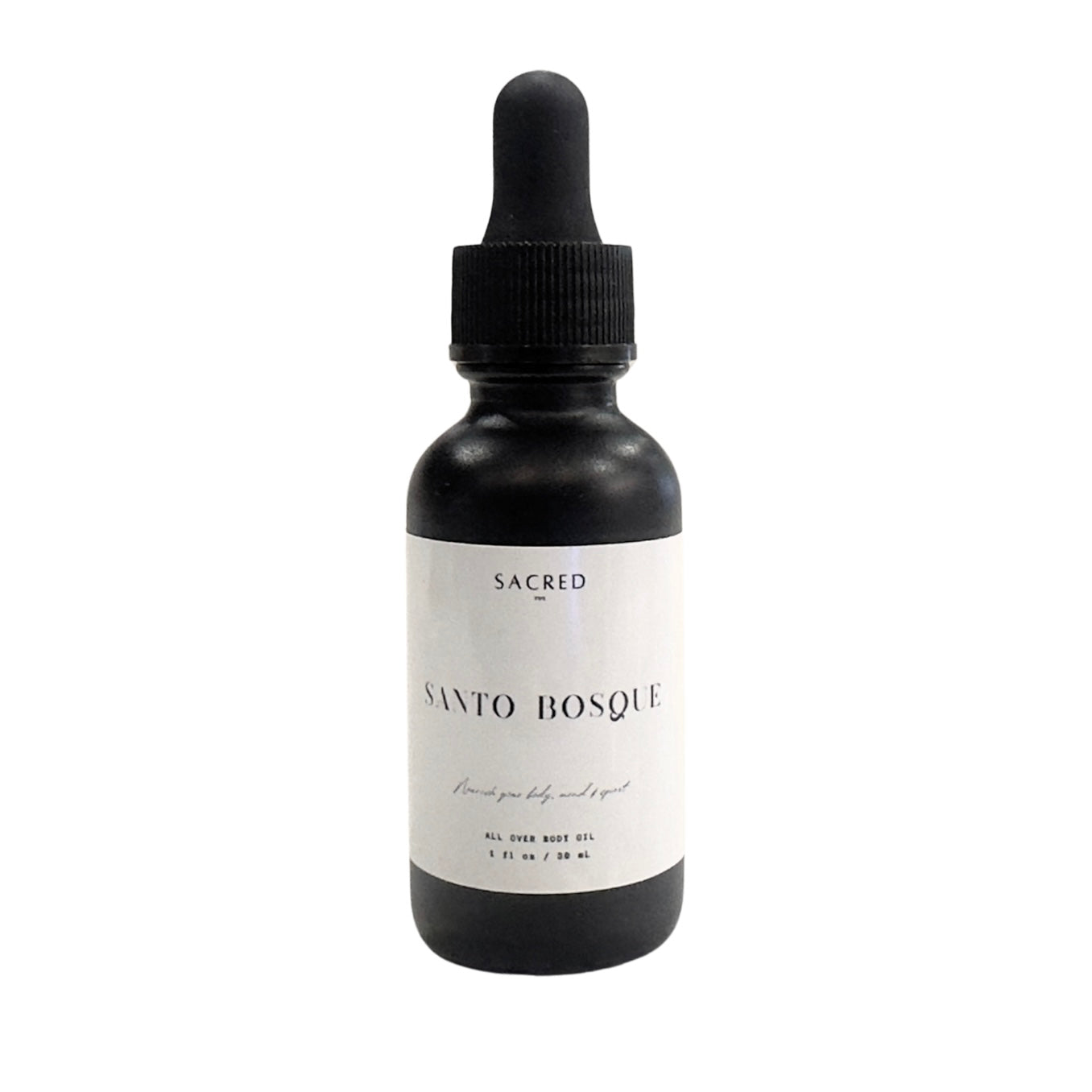 Santo Bosque Botanical Body Oil in glass bottle forest inspired herbal skincare Sacred PHX